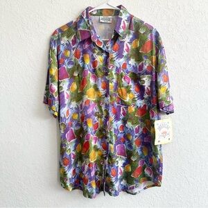 Vintage Jordache Women’s Colorful Button Down Abstract Medium 90s VTG Deadstock
